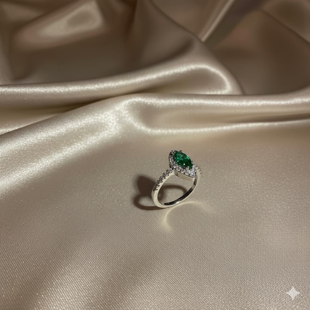 Premium Marquise Green Cubic Zirconia Ring - Image 3