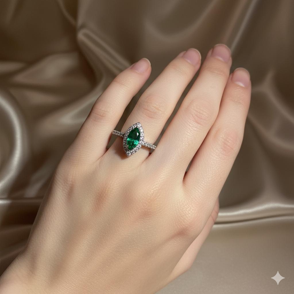 Premium Marquise Green Cubic Zirconia Ring - Image 4