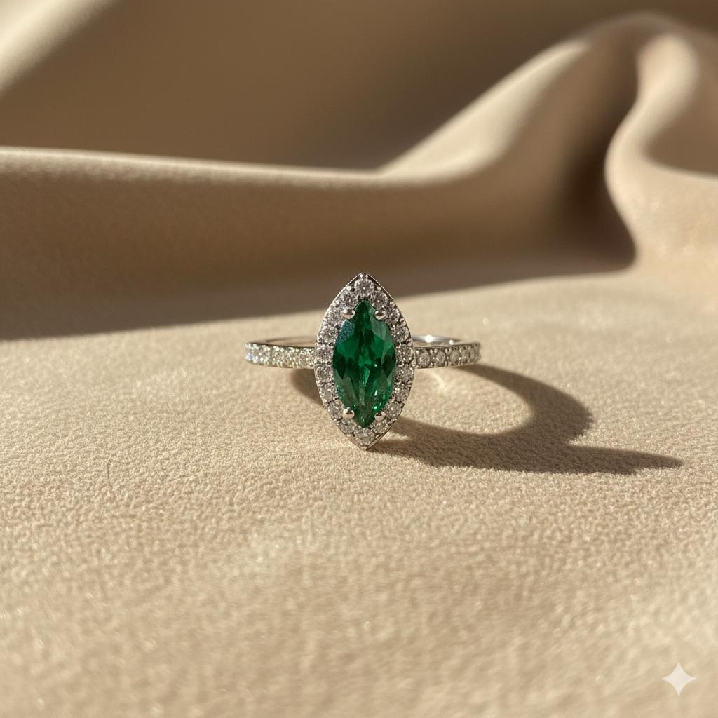 Premium Marquise Green Cubic Zirconia Ring