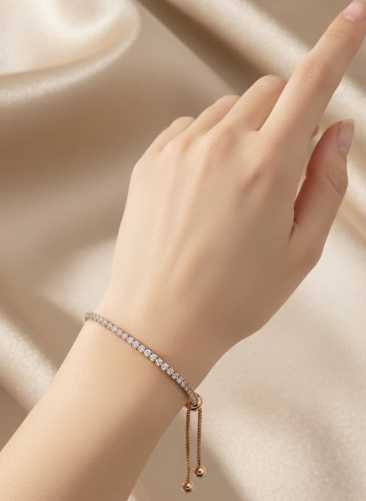 Sparkling Cubic Zirconia Line Bracelet  Adjustable Clasp - Image 3