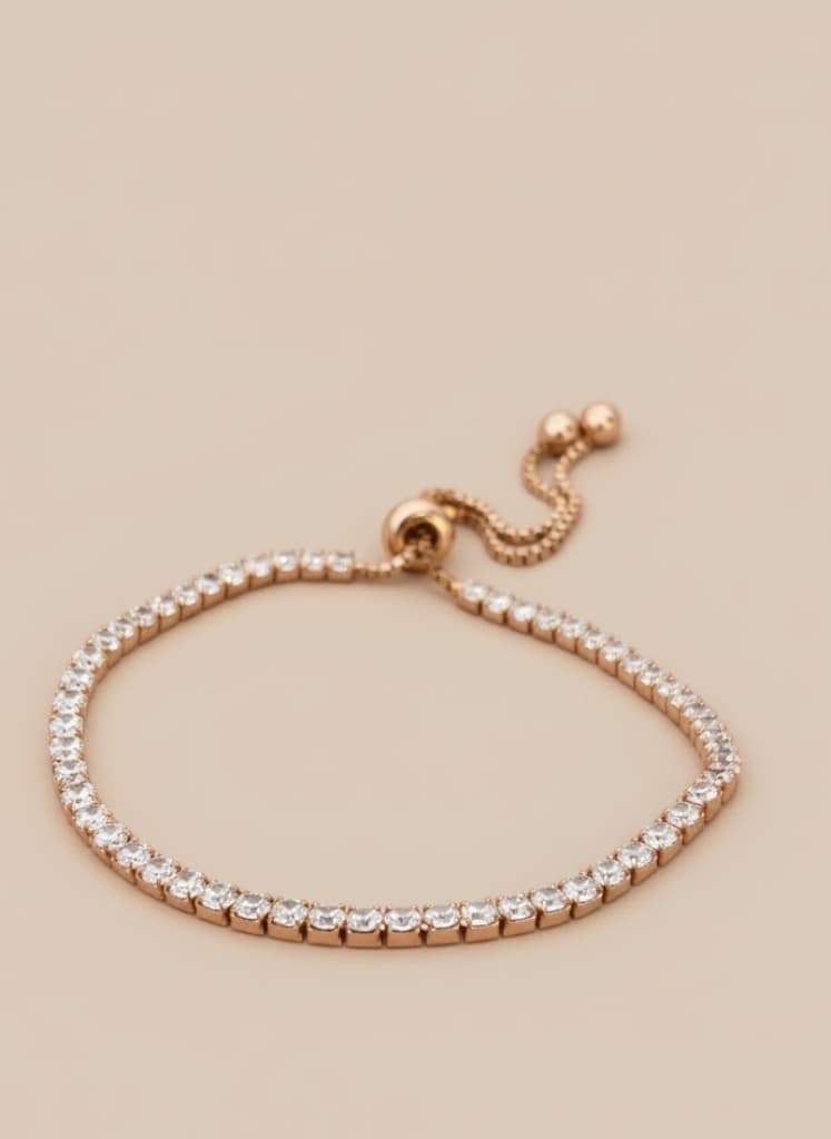 Sparkling Cubic Zirconia Line Bracelet Adjustable Clasp