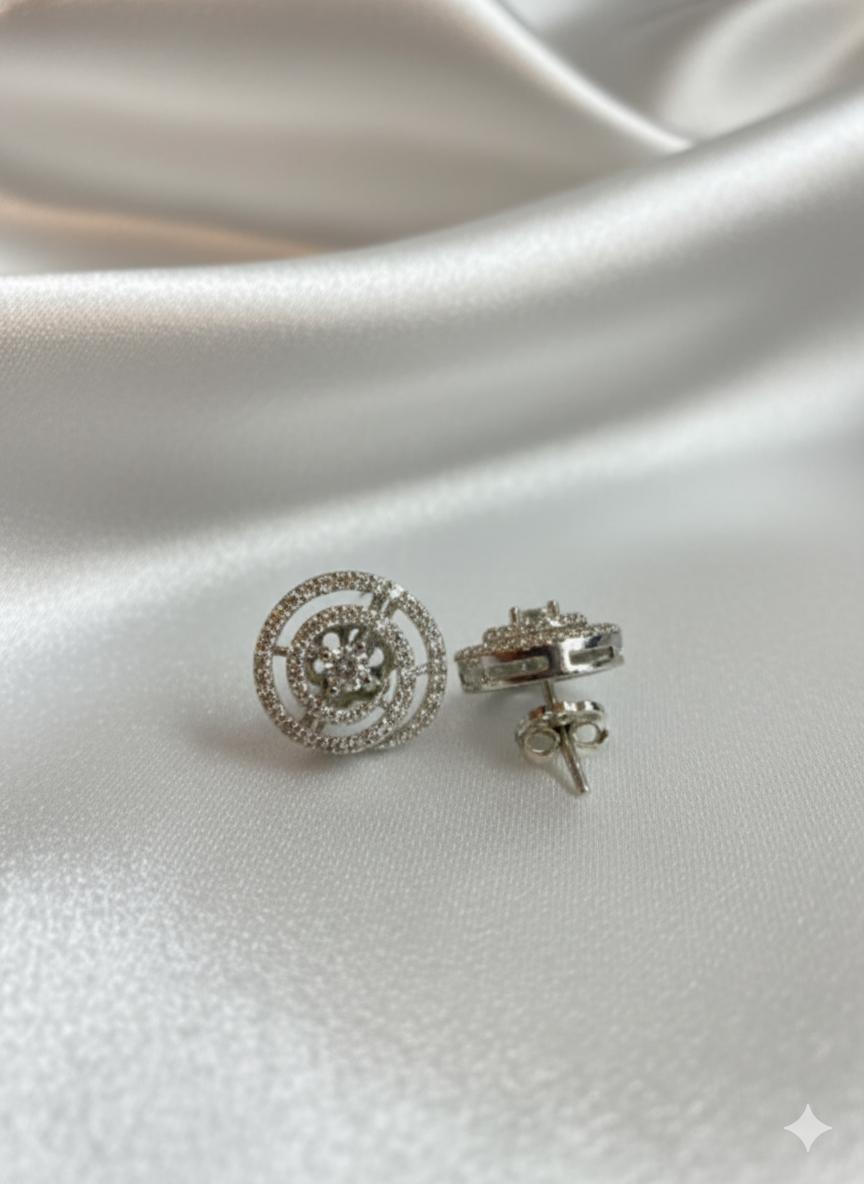 Spiral Halo Cubic Zirconia  Earrings - Image 2