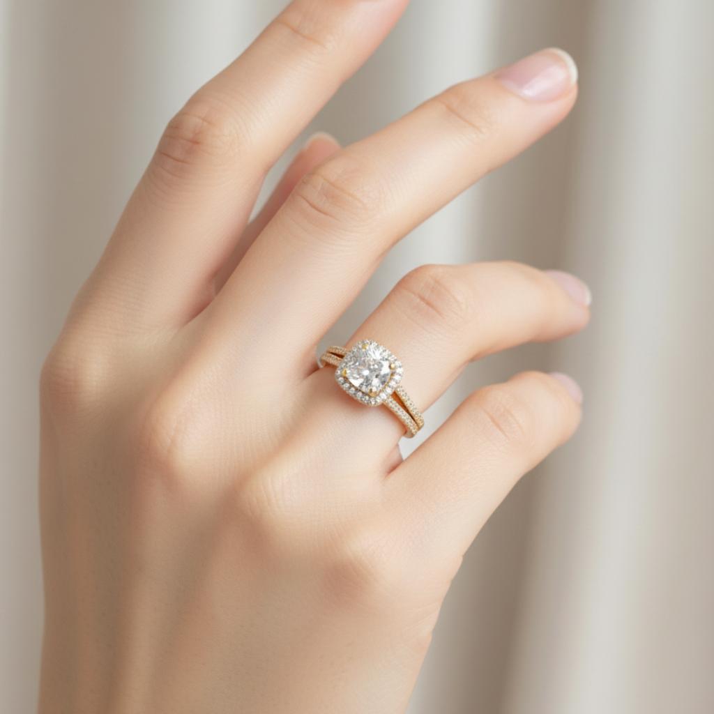 Split Shank Cushion Halo Ring - Image 4