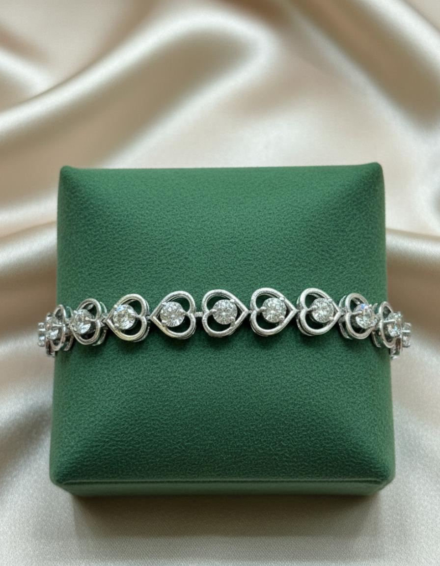 925 Silver Cubic Zirconia Heart Link Bracelet