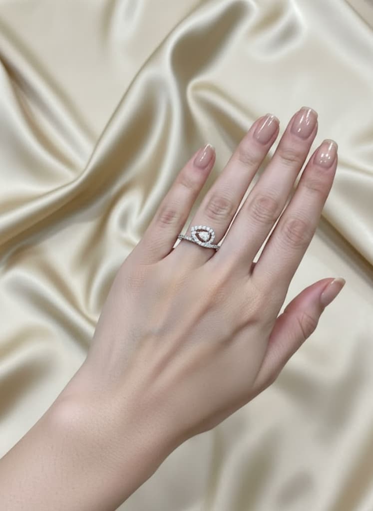 Sterling Silver Cubic Zirconia White Swirl Halo Infinity Ring - Image 4