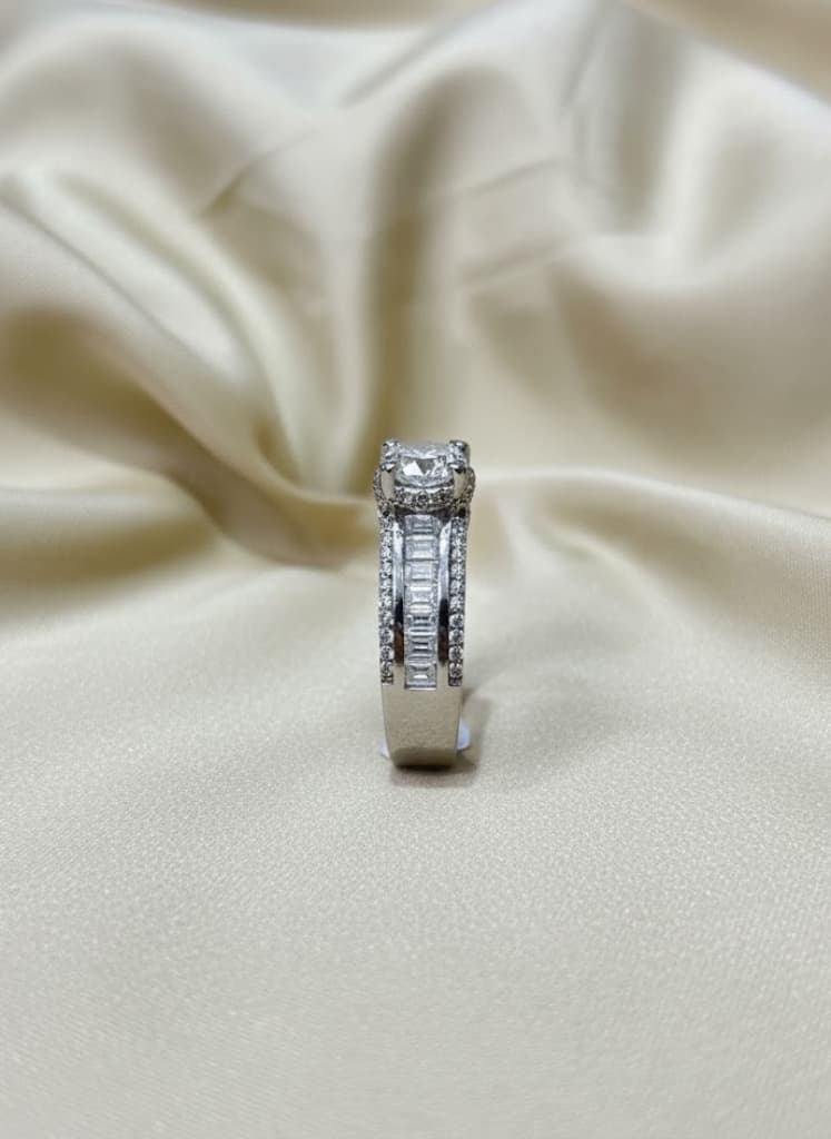 Sterling Silver Premium Cubic Zirconia Micropave Halo Cocktail Ring. - Image 2