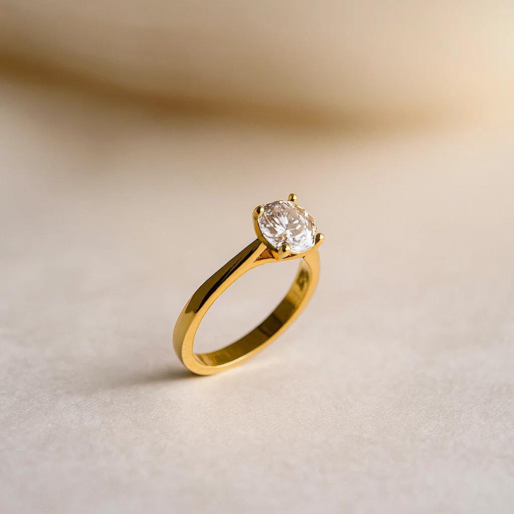 Round Cut Cubic Zirconia Solitaire Ring 