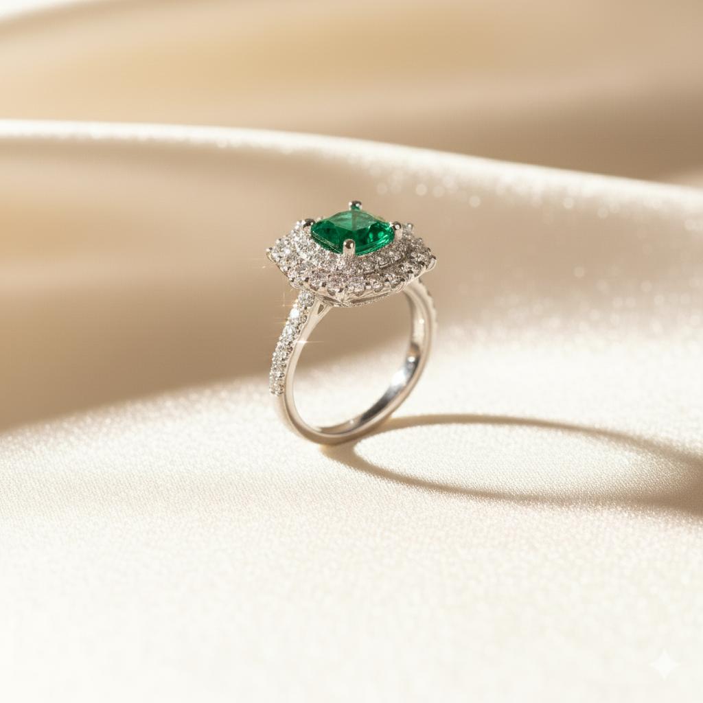 Emerald Green Premium Cubic Zirconia Ring - Image 2