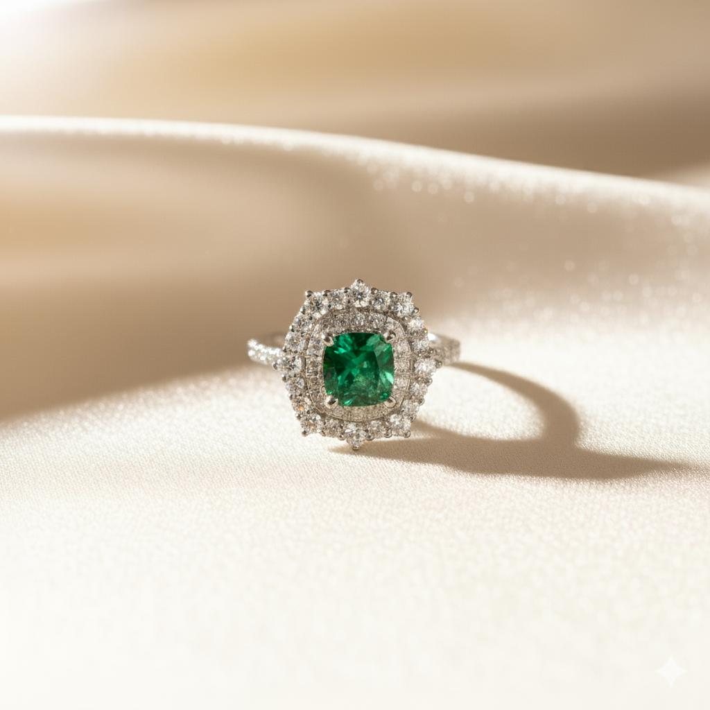 Emerald Green Premium Cubic Zirconia Ring
