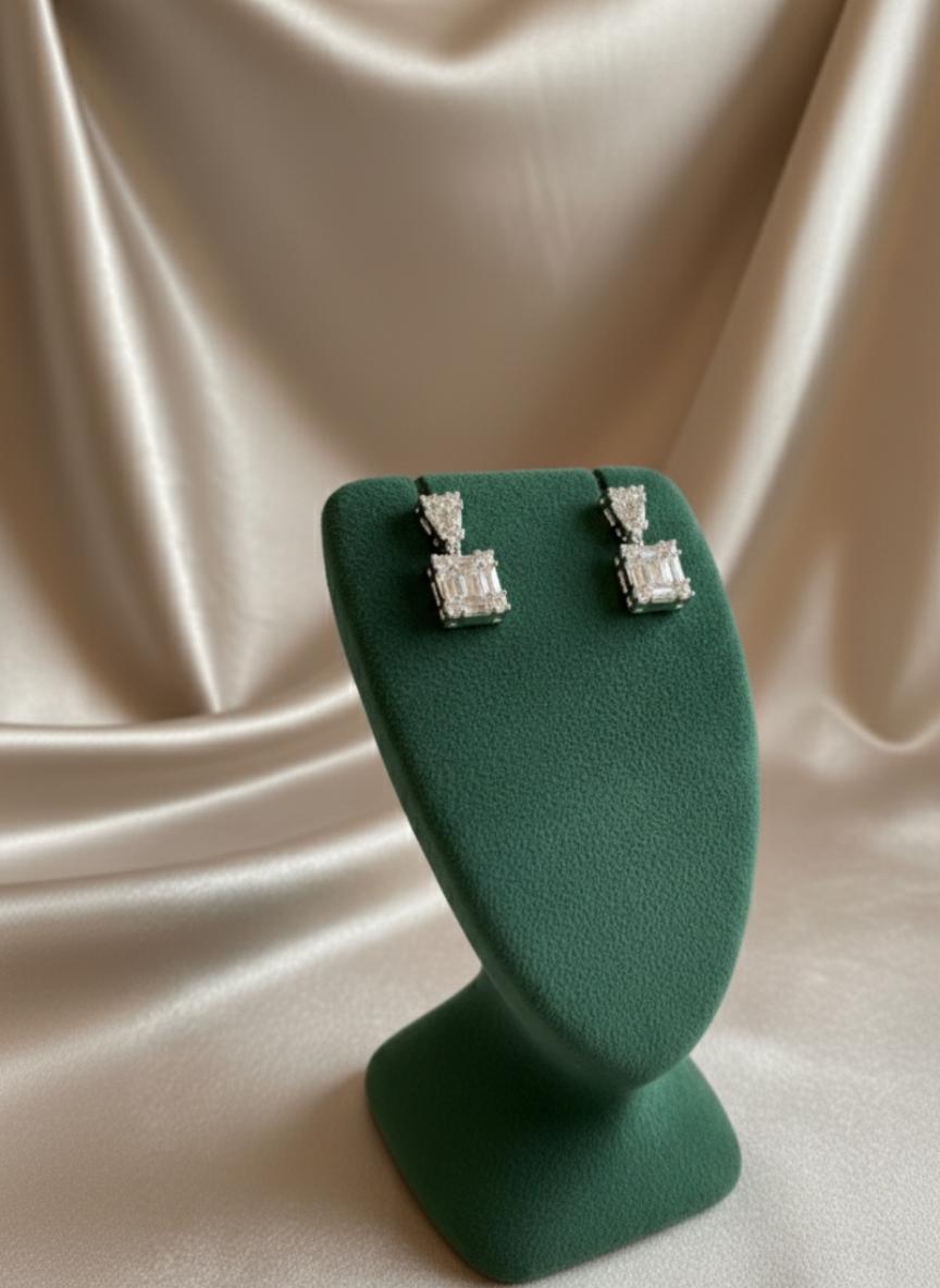 Teardrop Cluster Studs With Premium Cubic Zirconia In Sterling Silver - Image 2