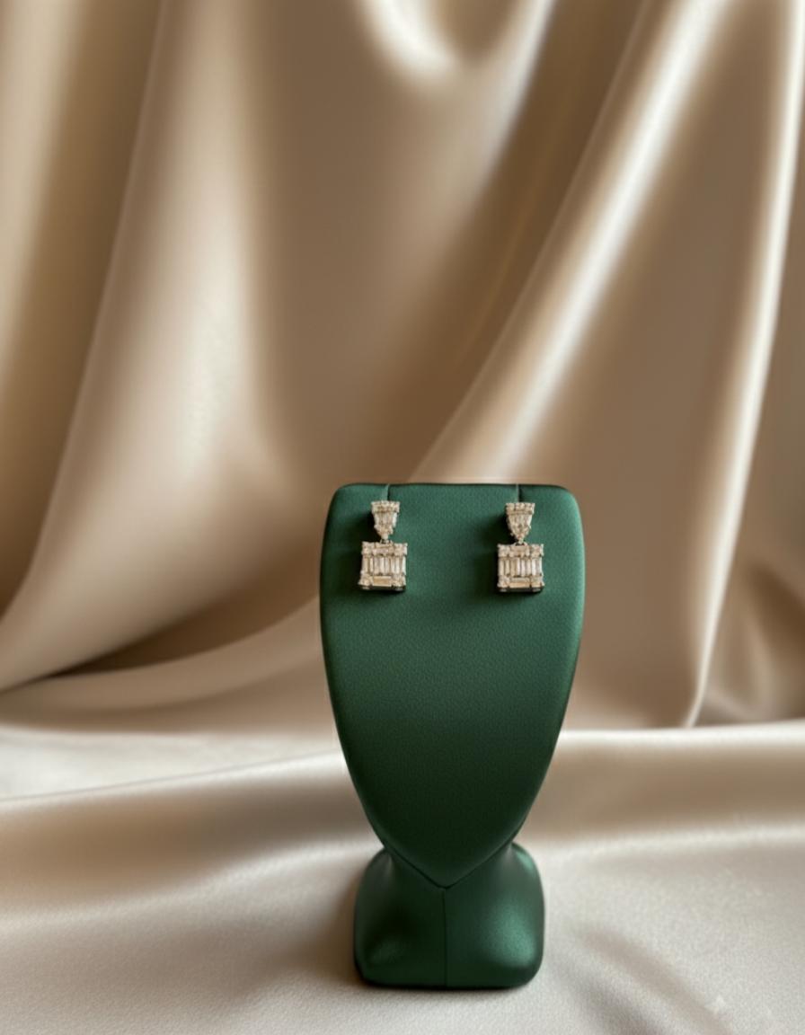 Teardrop Cluster Studs With Premium Cubic Zirconia In Sterling Silver