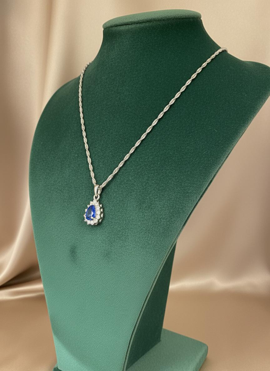 The Blue Teardrop Halo Necklace - Image 2