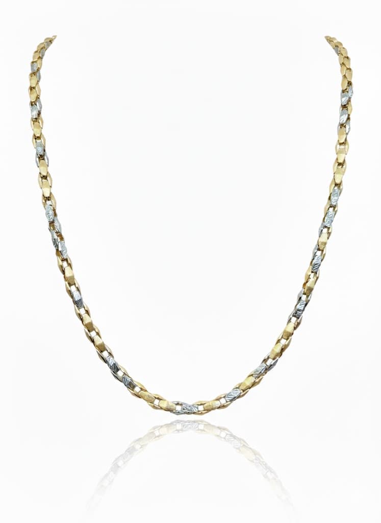 Two-Tone Diamond Cut Link Chain