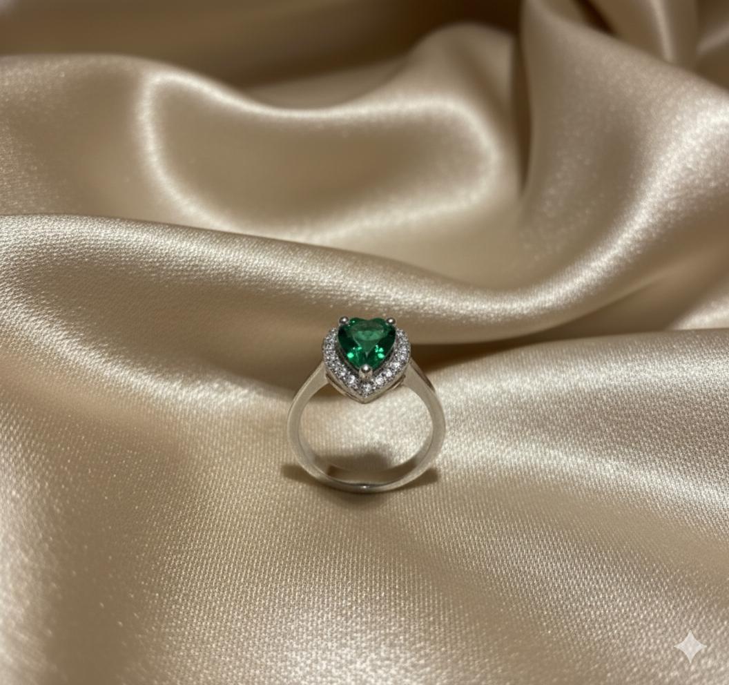 Veridian Heart Halo Sterling Ring - Image 3