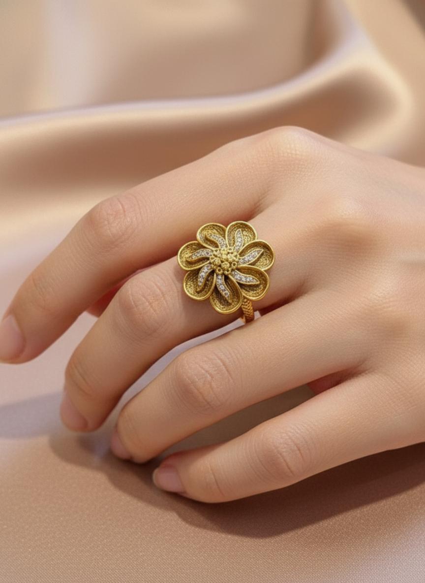 Vintage Flower Cocktail Ring - Image 4